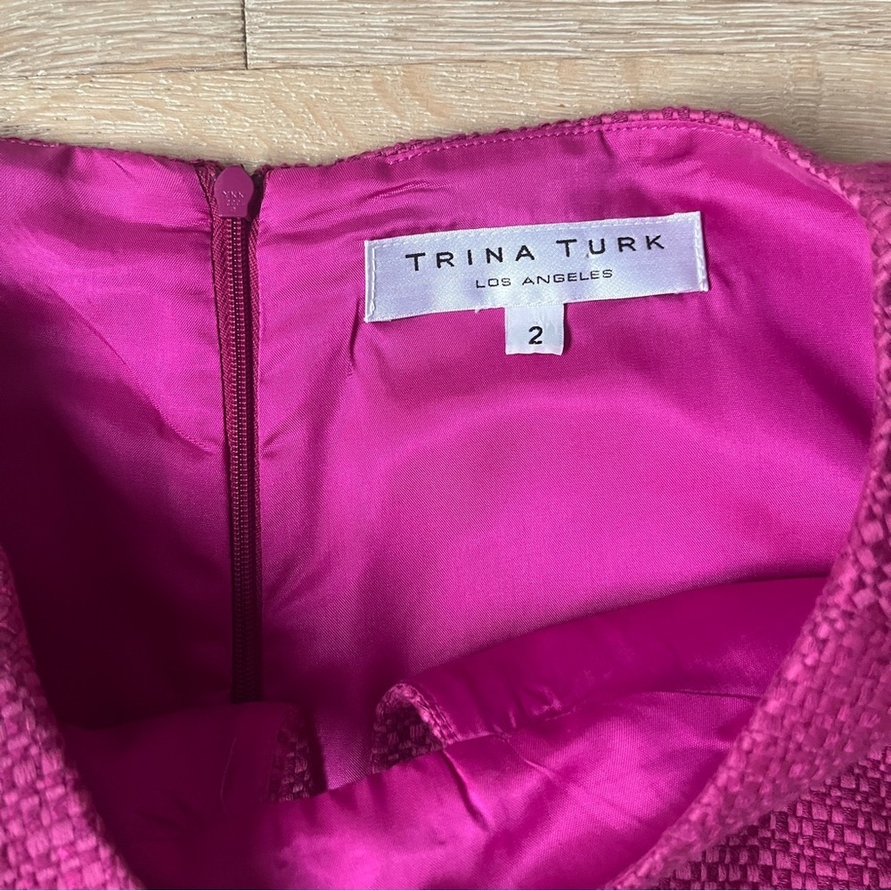 TRINA TURK Pink Keyhole Magenta Pink Tweed Sheath Dress Mid Length Sz 2 *E16 - Picture 4 of 5